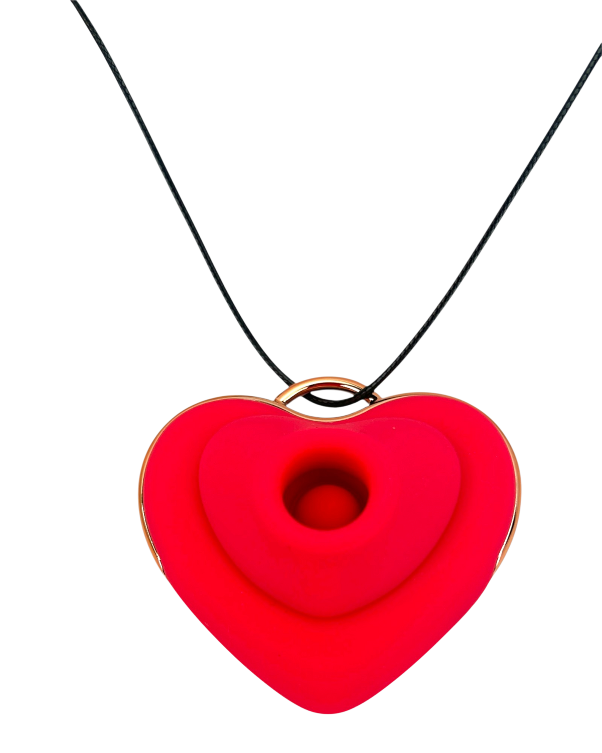 Estimulador Love Shape Necklace con diseño de collar y 10 velocidades de succión y pulsación, joya del placer Glow & Vibe.