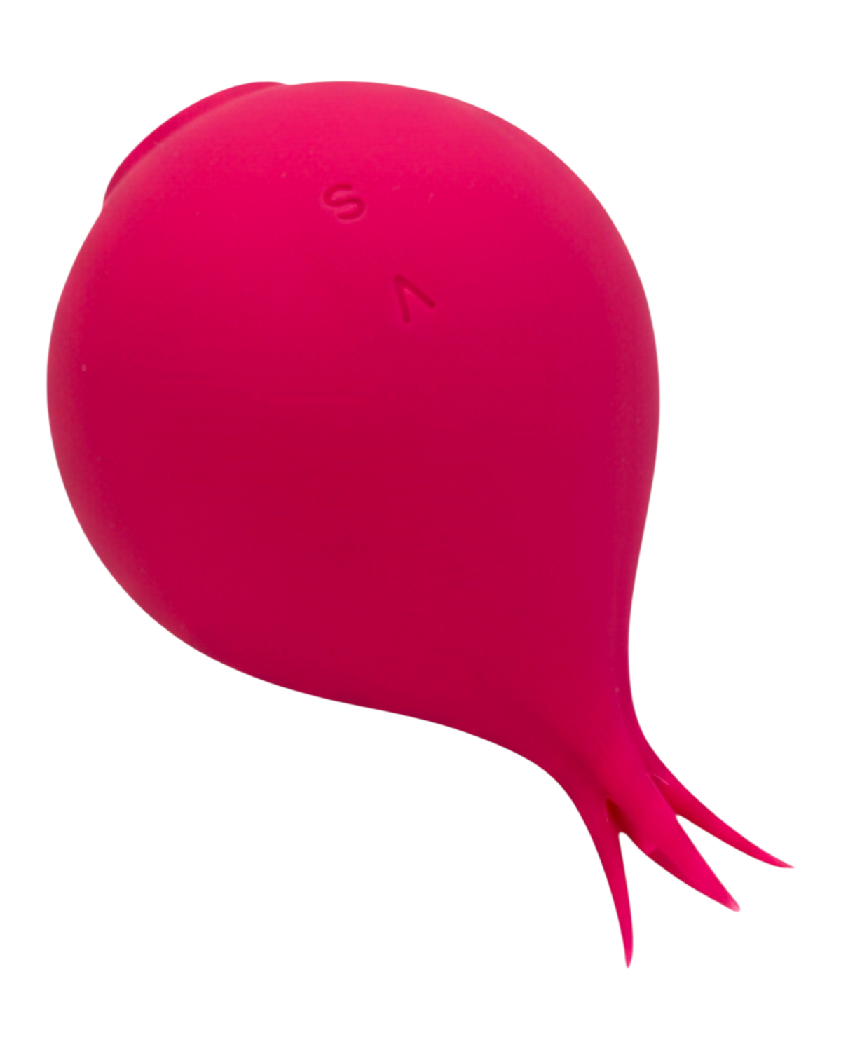 Estimulador doble The Sucking Turnip con 5 modos de vibración y 5 de succión para clítoris y pezones, diseño divertido Glow & Vibe.