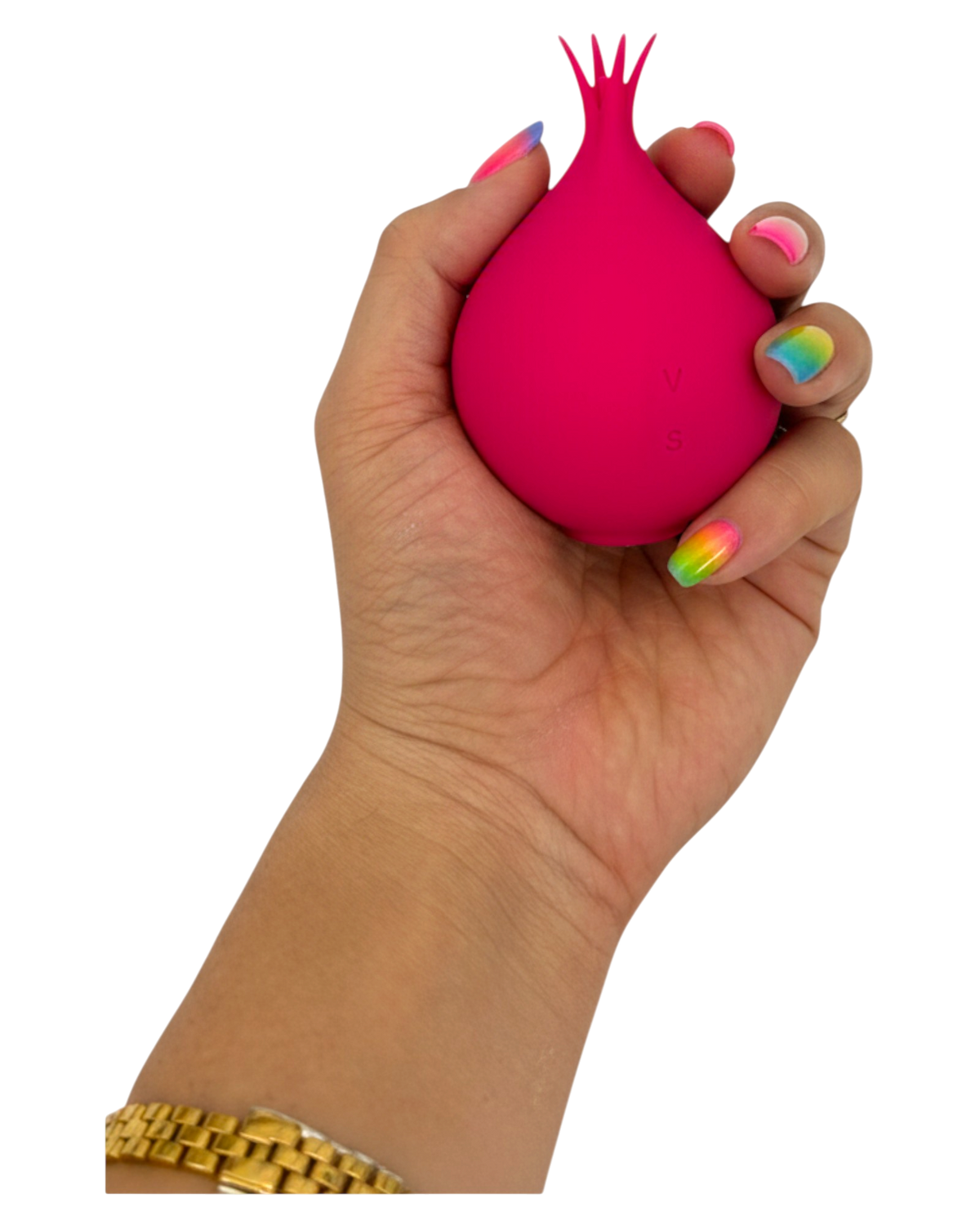 Estimulador doble The Sucking Turnip con 5 modos de vibración y 5 de succión para clítoris y pezones, diseño divertido Glow & Vibe.