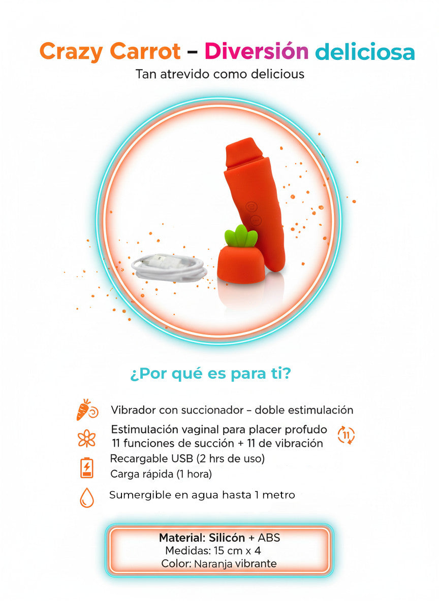 Crazy Carrot vibrador succionador clítoris divertido y recargable