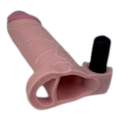Funda Supreme Extender tipo Magic Flesh con vibración y soporte testicular Glow & Vibe.