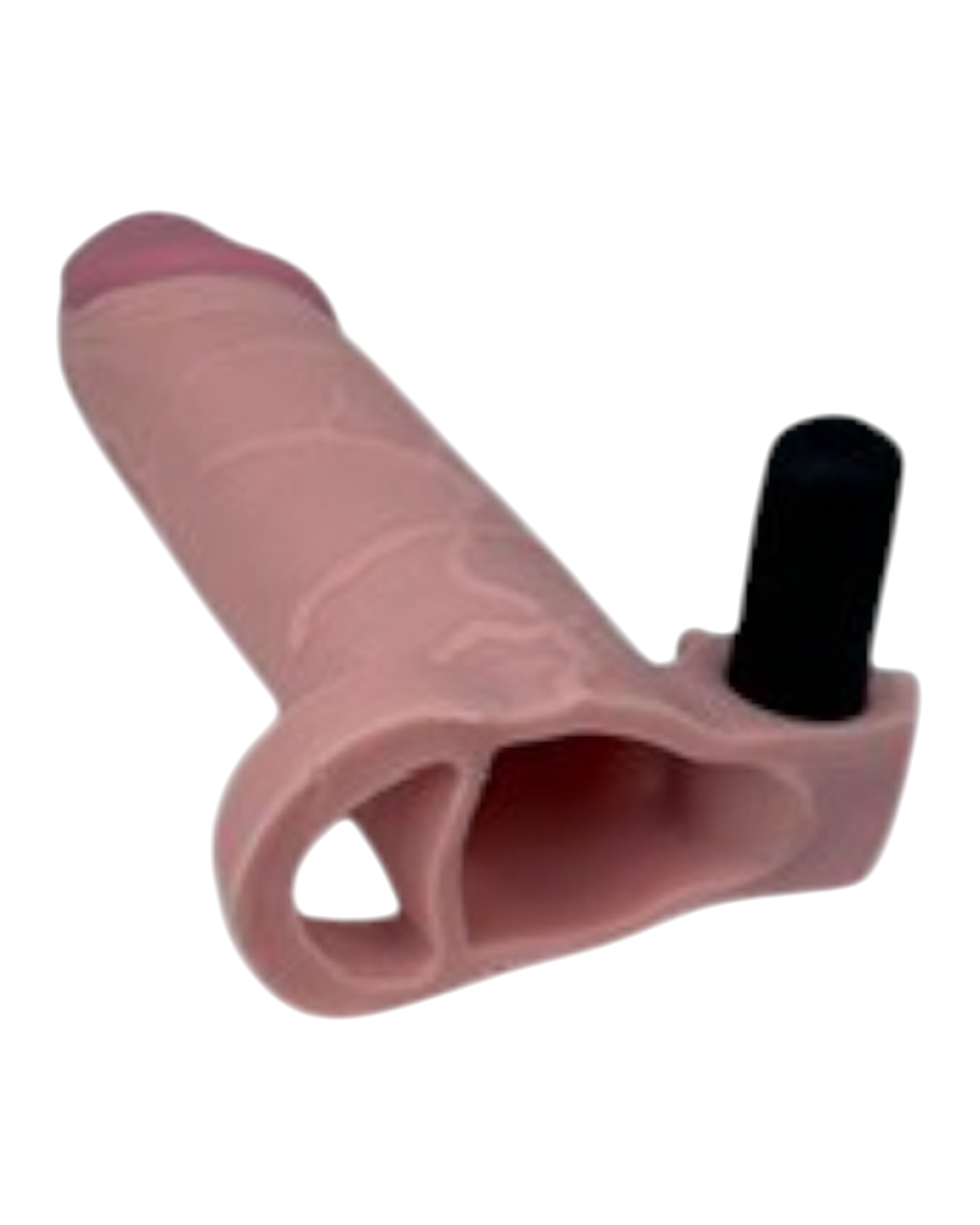 Funda Supreme Extender tipo Magic Flesh con vibración y soporte testicular Glow & Vibe.