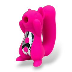 Vibrador Nutty Lover con succión y vibración combinadas, diseño atrevido y divertido Glow & Vibe.