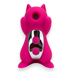 Vibrador Nutty Lover con succión y vibración combinadas, diseño atrevido y divertido Glow & Vibe.