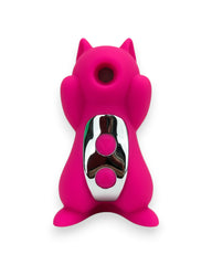 Vibrador Nutty Lover con succión y vibración combinadas, diseño atrevido y divertido Glow & Vibe.