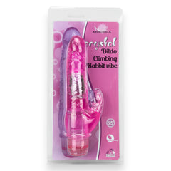 Vibrador Crystal Climbing doble estimulación, diseño curvado para punto G y toque en clítoris, vibrador elegante y sensual, marca Glow & Vibe.