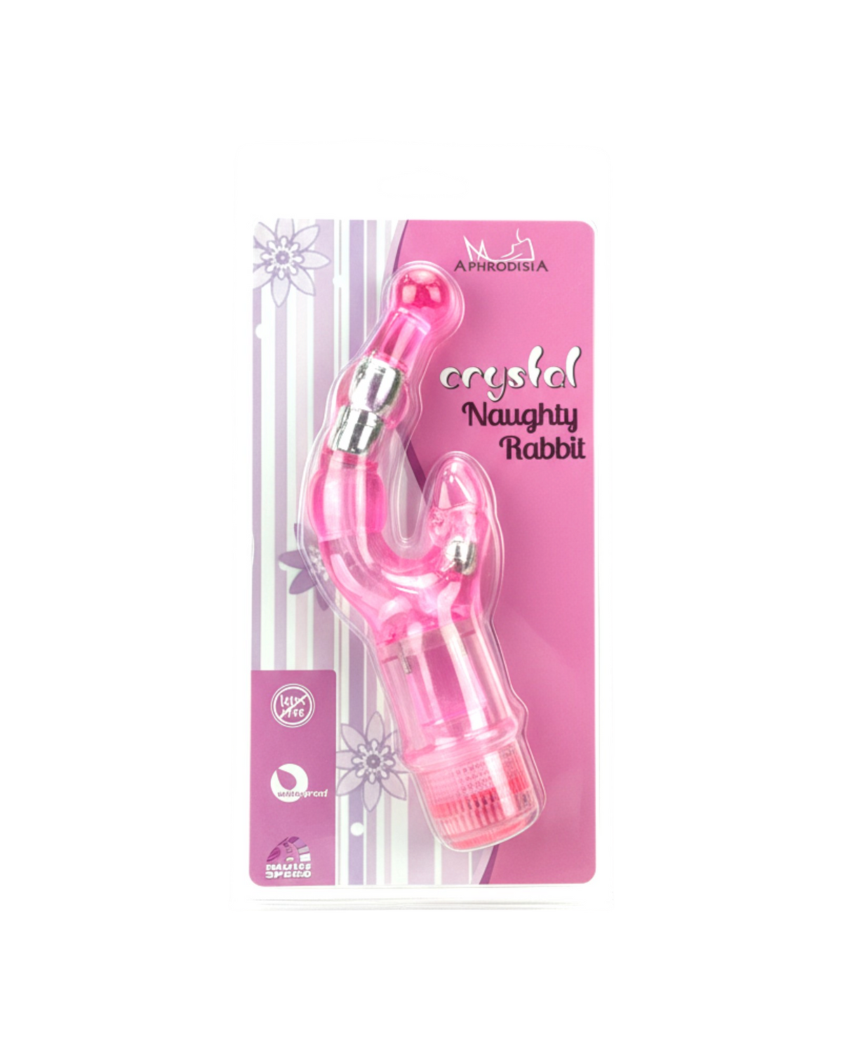 Vibrador Crystal Naughty doble estimulación, curva para punto G y estimulador de clítoris, diseño elegante y atrevido, Glow & Vibe.