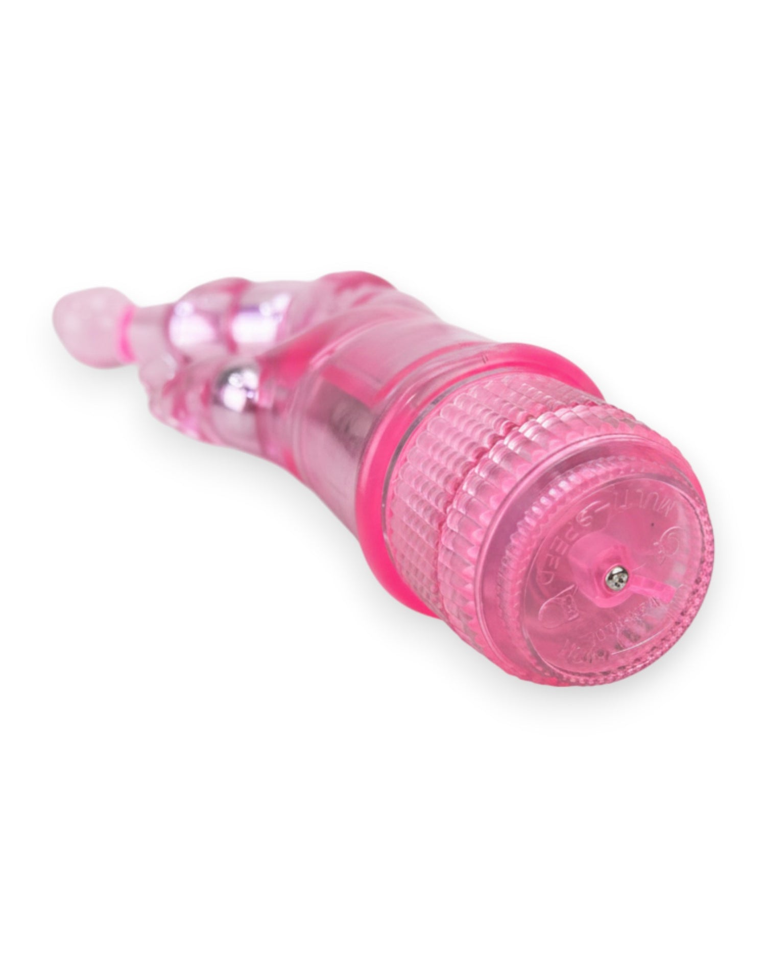 Vibrador Crystal Naughty doble estimulación, curva para punto G y estimulador de clítoris, diseño elegante y atrevido, Glow & Vibe.