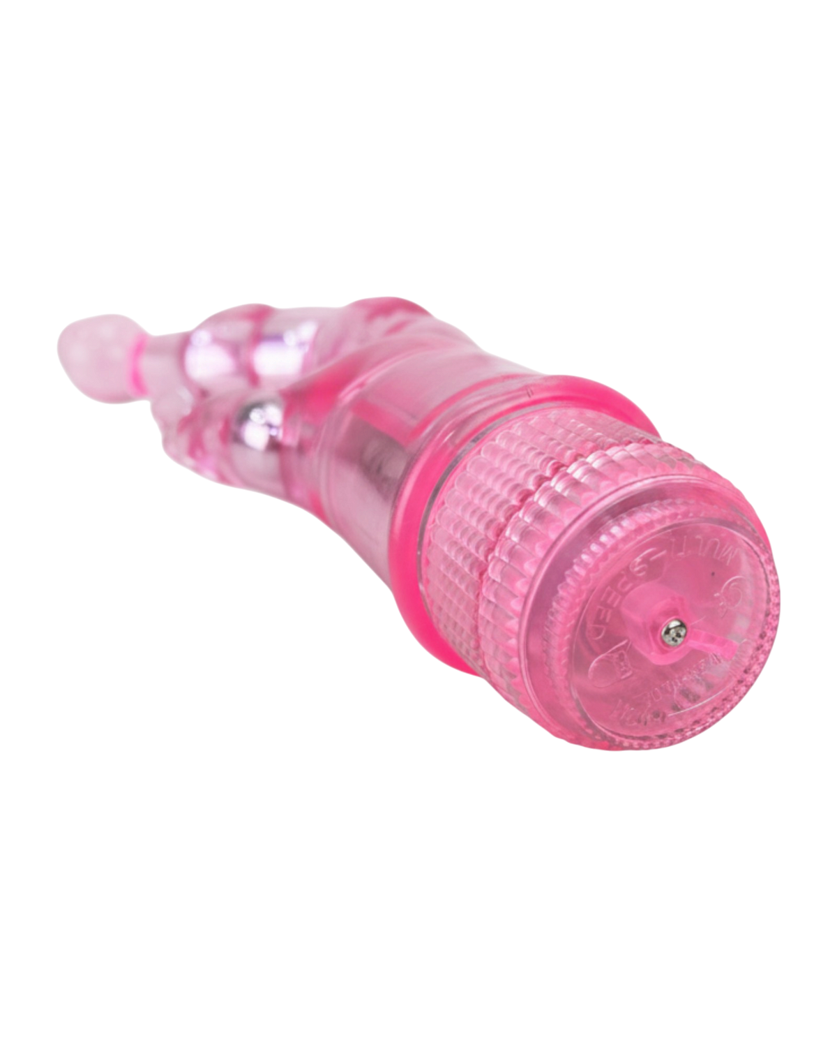 Vibrador Crystal Naughty doble estimulación, curva para punto G y estimulador de clítoris, diseño elegante y atrevido, Glow & Vibe.