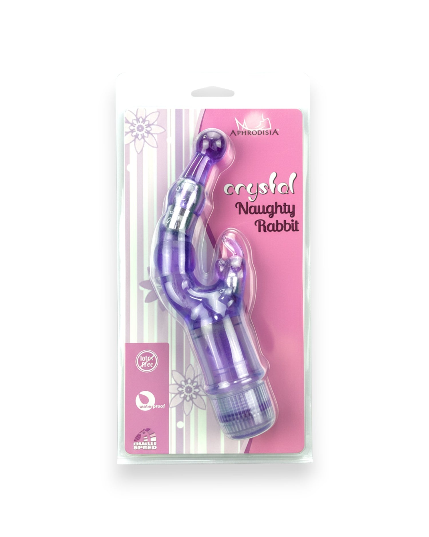 Vibrador Crystal Naughty doble estimulación, curva para punto G y estimulador de clítoris, diseño elegante y atrevido, Glow & Vibe.