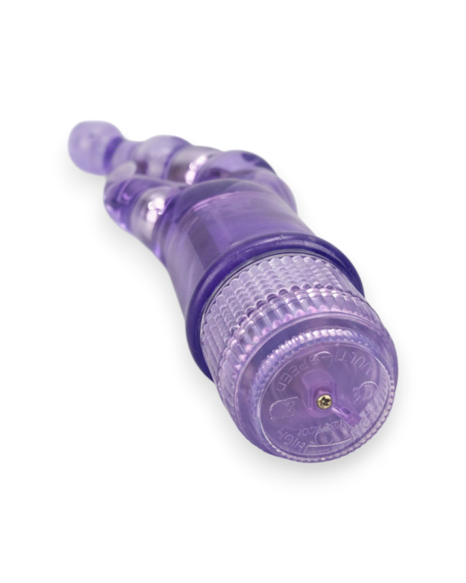 Vibrador Crystal Naughty doble estimulación, curva para punto G y estimulador de clítoris, diseño elegante y atrevido, Glow & Vibe.