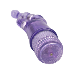Vibrador Crystal Naughty doble estimulación, curva para punto G y estimulador de clítoris, diseño elegante y atrevido, Glow & Vibe.