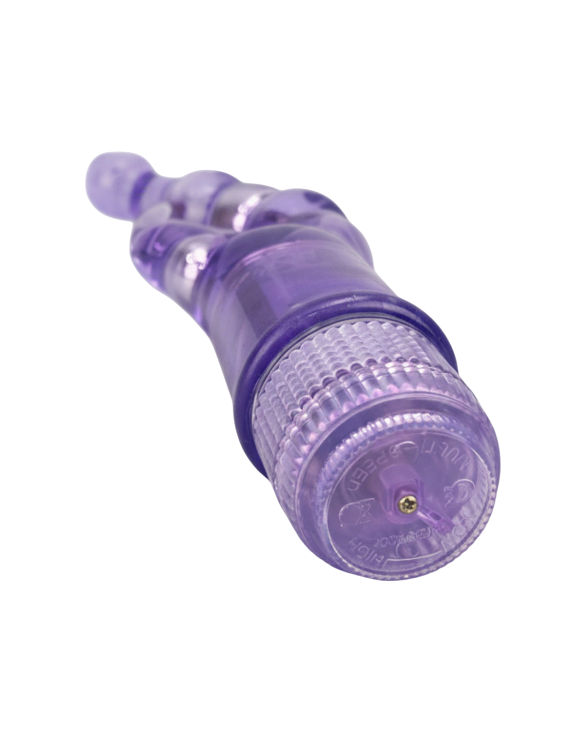 Vibrador Crystal Naughty doble estimulación, curva para punto G y estimulador de clítoris, diseño elegante y atrevido, Glow & Vibe.