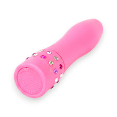 Mini vibrador Diamond Princess color brillante, vibrador elegante con brillo de lujo, diseño discreto Glow & Vibe.