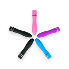 Mini vibrador Diamond Princess color brillante, vibrador elegante con brillo de lujo, diseño discreto Glow & Vibe.