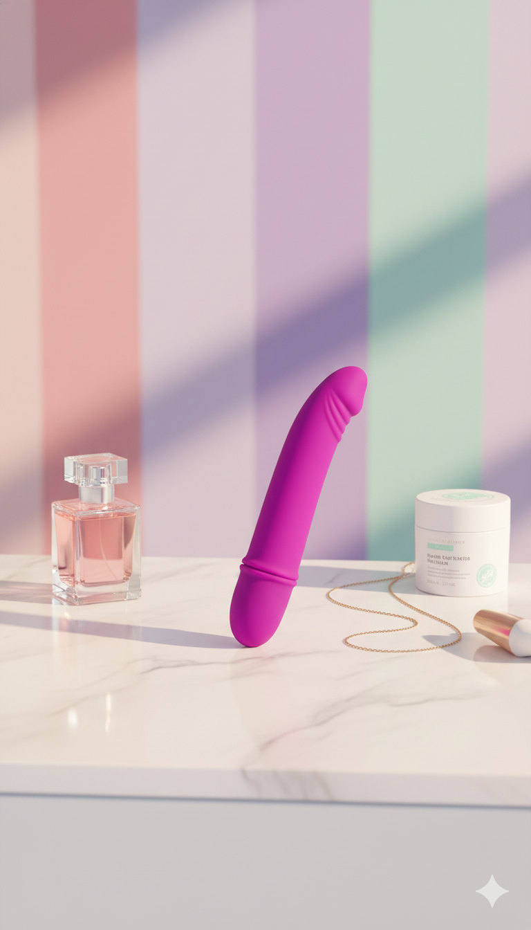 Vibrador Pure Vibe clásico y elegante, diseño versátil y vibrador discreto para mujer, Glow & Vibe.