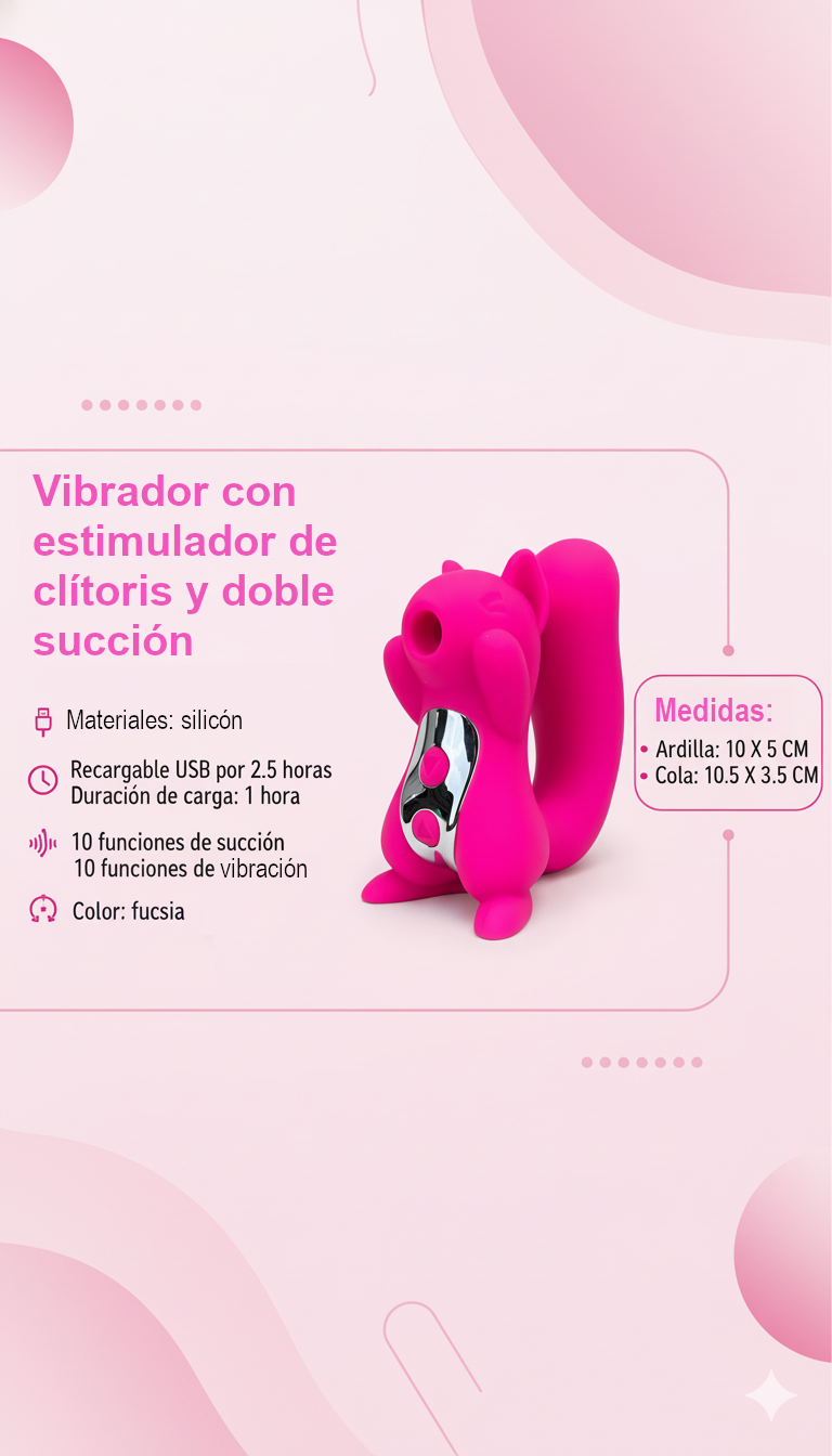 Vibrador Nutty Lover con succión y vibración combinadas, diseño atrevido y divertido Glow & Vibe.