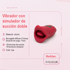 Estimulador Kiss Mouth con 10 funciones de succión, diseño elegante y sensual Glow & Vibe.