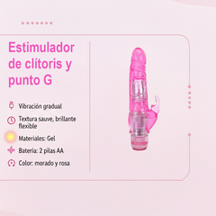 Vibrador Crystal Climbing doble estimulación, diseño curvado para punto G y toque en clítoris, vibrador elegante y sensual, marca Glow & Vibe.