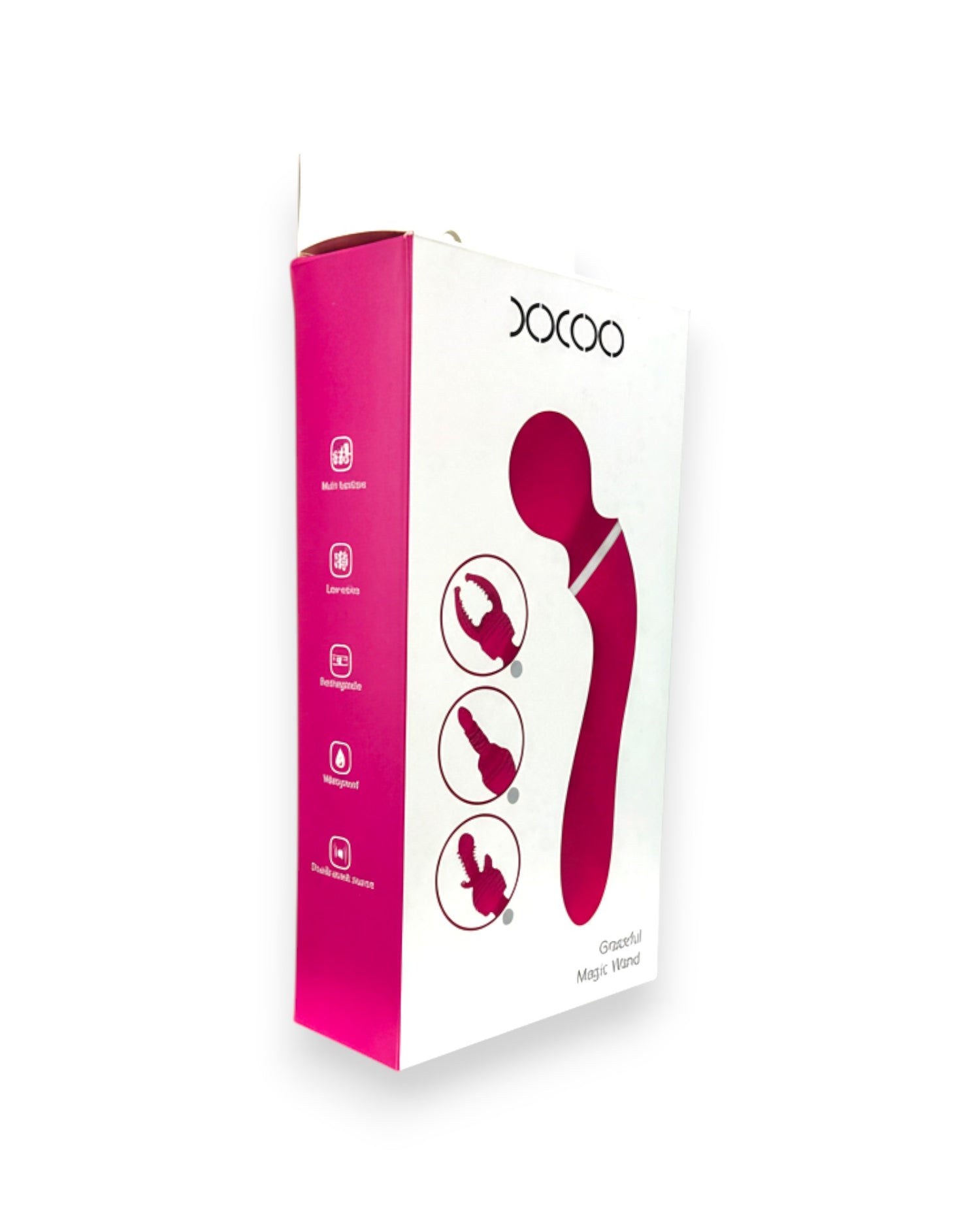 Varita vibradora Glow Wand con tres estimuladores intercambiables, vibrador versátil y elegante, juguete sensual Glow & Vibe.