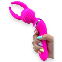 Varita vibradora Glow Wand con tres estimuladores intercambiables, vibrador versátil y elegante, juguete sensual Glow & Vibe.