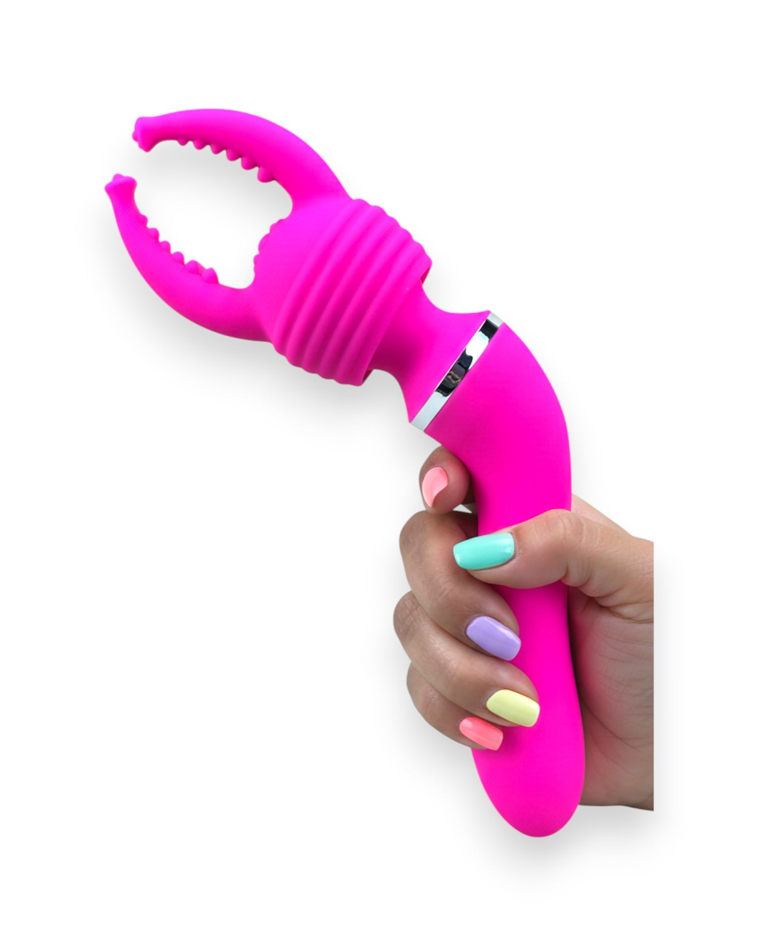 Varita vibradora Glow Wand con tres estimuladores intercambiables, vibrador versátil y elegante, juguete sensual Glow & Vibe.