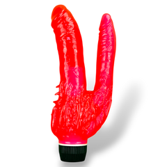Vibrador Dual Lover doble estimulación, diseño elegante y envolvente, vibrador para placer simultáneo, marca Glow & Vibe.