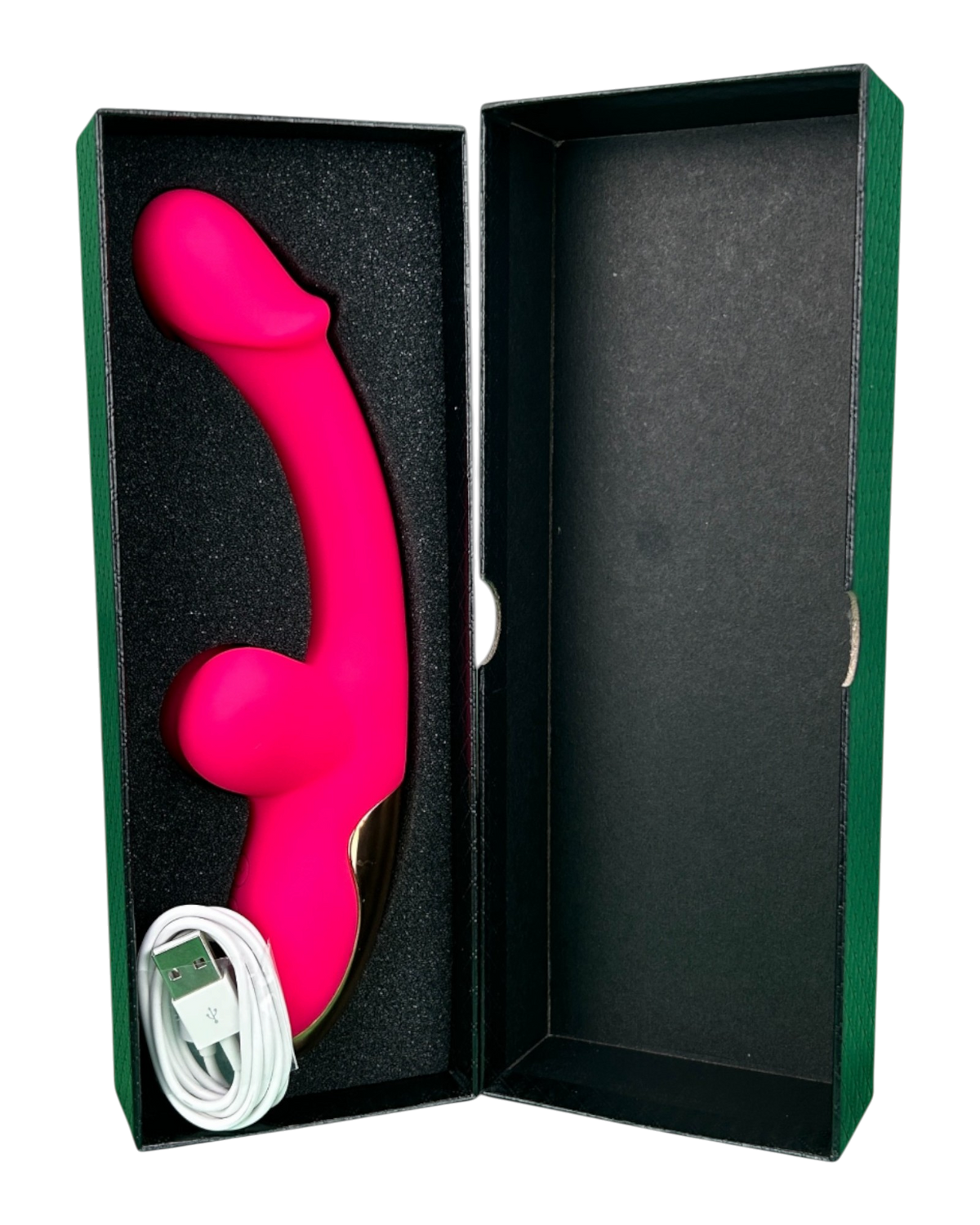 Vibrador Sexy Toy con doble estimulación de punto G y clítoris, diseño atrevido y sensual Glow & Vibe.