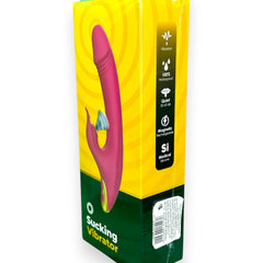 Vibrador Fun Licks con succionador de clítoris de 9 funciones y estimulador de punto G, diseño divertido Glow & Vibe.