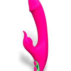 Vibrador Fun Licks con succionador de clítoris de 9 funciones y estimulador de punto G, diseño divertido Glow & Vibe.