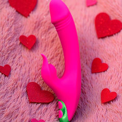 Vibrador Fun Licks con succionador de clítoris de 9 funciones y estimulador de punto G, diseño divertido Glow & Vibe.