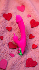 Vibrador Fun Licks con succionador de clítoris de 9 funciones y estimulador de punto G, diseño divertido Glow & Vibe.