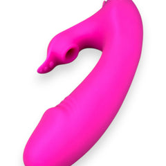 Vibrador Fun Licks con succionador de clítoris de 9 funciones y estimulador de punto G, diseño divertido Glow & Vibe.