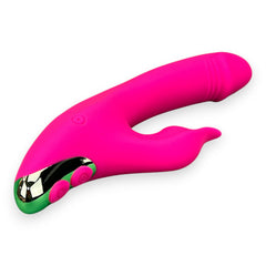 Vibrador Fun Licks con succionador de clítoris de 9 funciones y estimulador de punto G, diseño divertido Glow & Vibe.