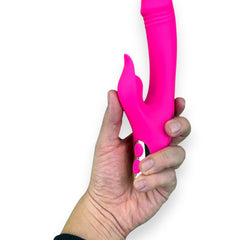 Vibrador Fun Licks con succionador de clítoris de 9 funciones y estimulador de punto G, diseño divertido Glow & Vibe.
