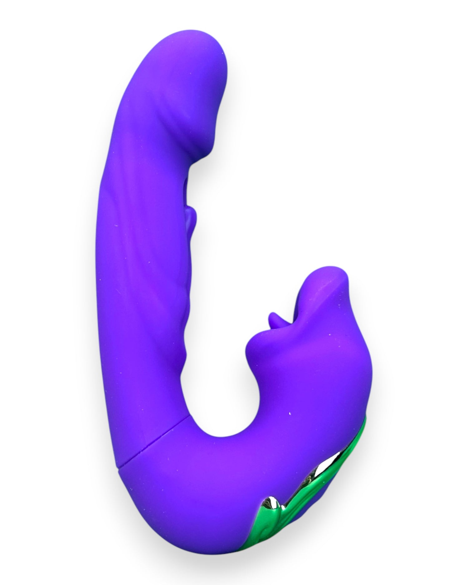 Vibrador Royal Tongue triple con motor y estimulador móvil de punto G, simulación de lengua y mordiscos, diseño elegante Glow & Vibe.