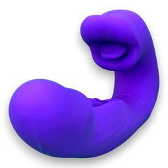 Vibrador Royal Tongue triple con motor y estimulador móvil de punto G, simulación de lengua y mordiscos, diseño elegante Glow & Vibe.