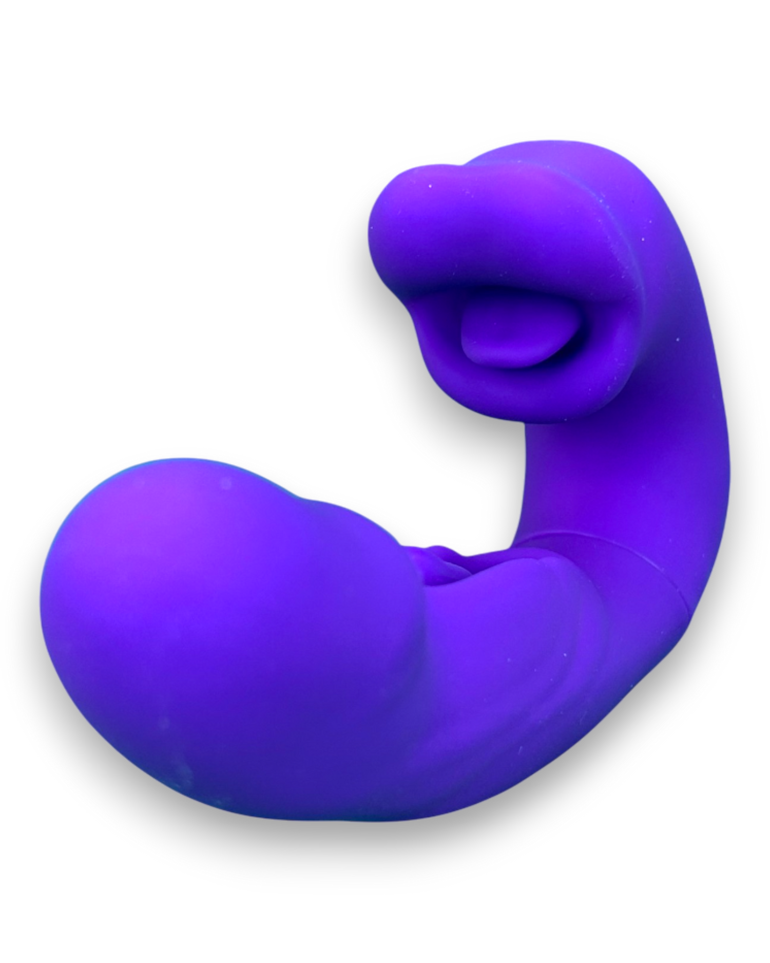Vibrador Royal Tongue triple con motor y estimulador móvil de punto G, simulación de lengua y mordiscos, diseño elegante Glow & Vibe.
