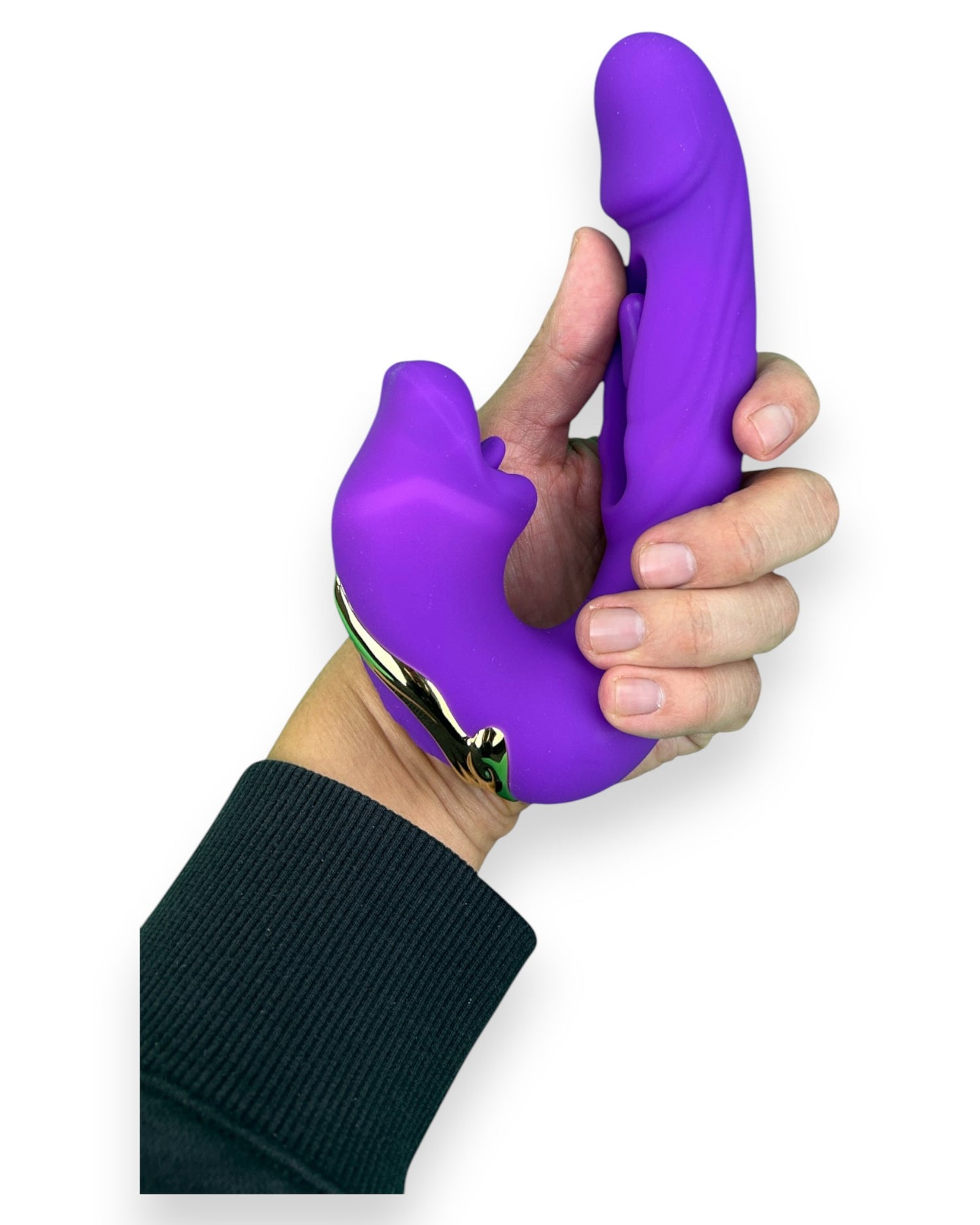 Vibrador Royal Tongue triple con motor y estimulador móvil de punto G, simulación de lengua y mordiscos, diseño elegante Glow & Vibe.