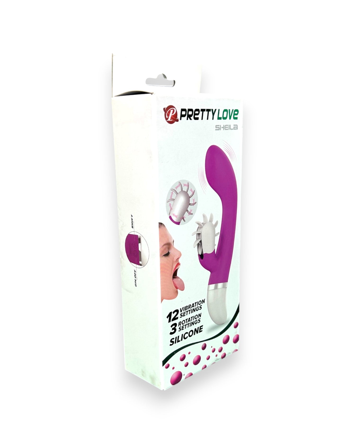 Vibrador Sheila con 12 funciones de vibración y 3 modos de rotación, estimulador de clítoris elegante, diseño versátil Glow & Vibe.
