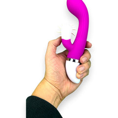 Vibrador Sheila con 12 funciones de vibración y 3 modos de rotación, estimulador de clítoris elegante, diseño versátil Glow & Vibe.