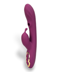 Vibrador Greedy Girl triple con succión de punto G y estimulador de clítoris, diseño potente y versátil Glow & Vibe.