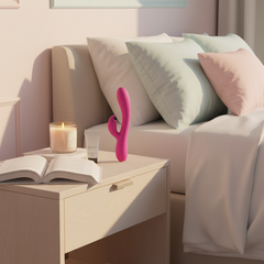 Vibrador Heat Rabbit con doble estimulación de punto G y clítoris, sistema de calentamiento automático, diseño elegante y potente Glow & Vibe.