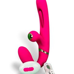 Vibrador Triple Desire con triple motor, punto G móvil y pulsaciones intensas en el clítoris, diseño texturizado y elegante Glow & Vibe.