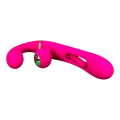 Vibrador Triple Desire con triple motor, punto G móvil y pulsaciones intensas en el clítoris, diseño texturizado y elegante Glow & Vibe.