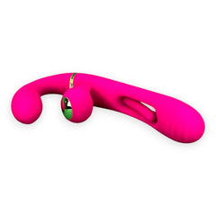 Vibrador Triple Desire con triple motor, punto G móvil y pulsaciones intensas en el clítoris, diseño texturizado y elegante Glow & Vibe.