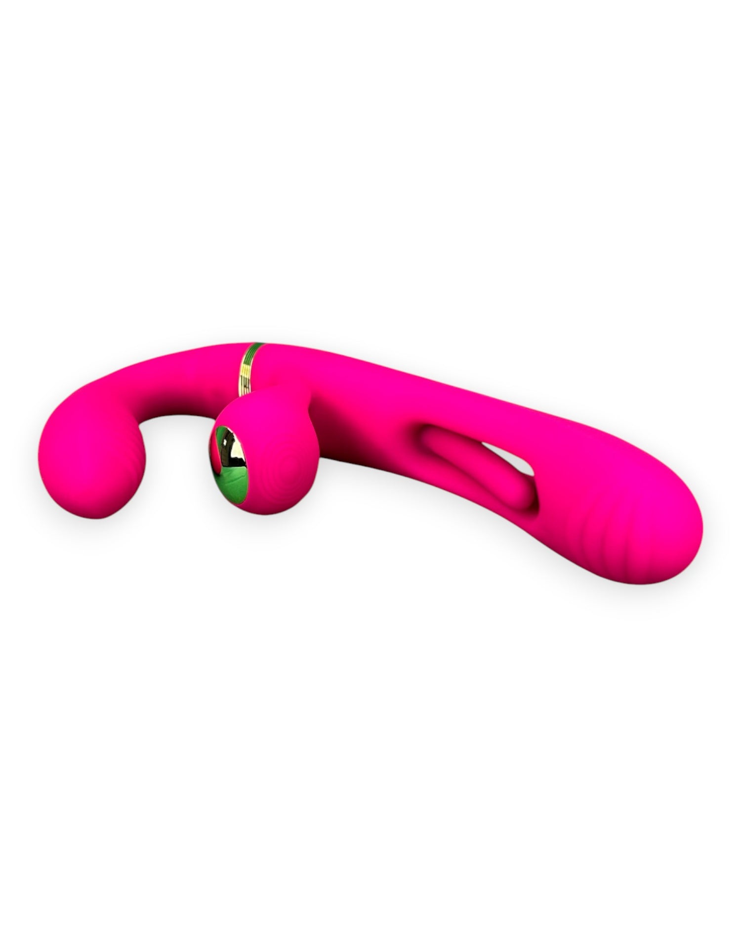 Vibrador Triple Desire con triple motor, punto G móvil y pulsaciones intensas en el clítoris, diseño texturizado y elegante Glow & Vibe.