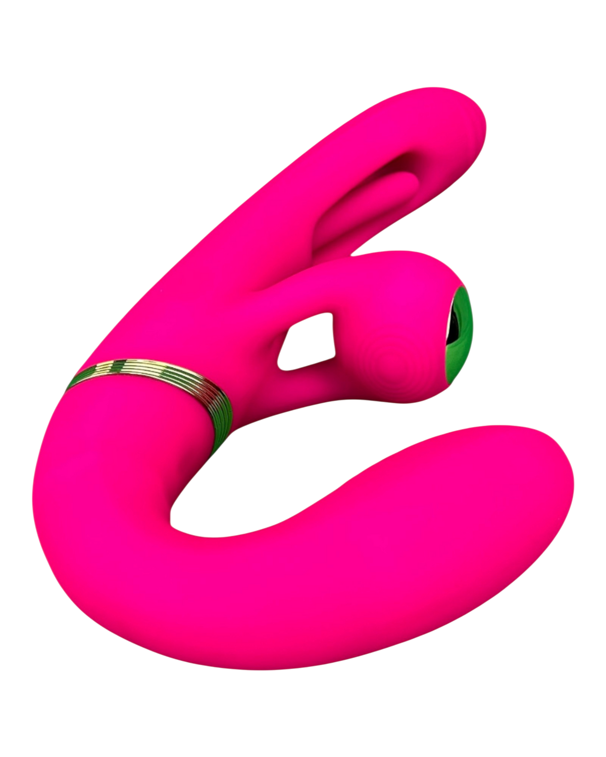 Vibrador Triple Desire con triple motor, punto G móvil y pulsaciones intensas en el clítoris, diseño texturizado y elegante Glow & Vibe.