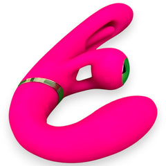 Vibrador Triple Desire con triple motor, punto G móvil y pulsaciones intensas en el clítoris, diseño texturizado y elegante Glow & Vibe.