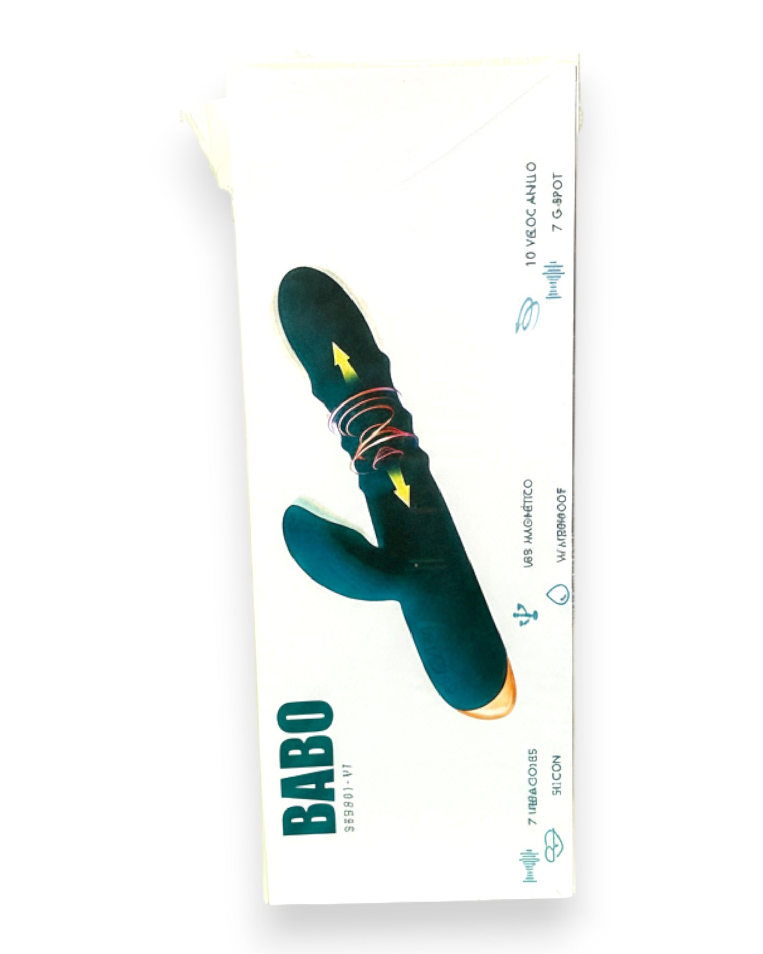 Vibrador Babo con anillo deslizante de balines y estimulador de punto G y clítoris, diseño versátil y potente Glow & Vibe.